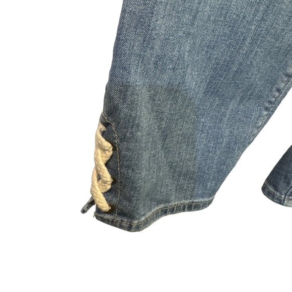 Loft Plus Size 20 Light Wash Denim Jeans With Rope Detail Accents at Ankles - Picture 2 of 10